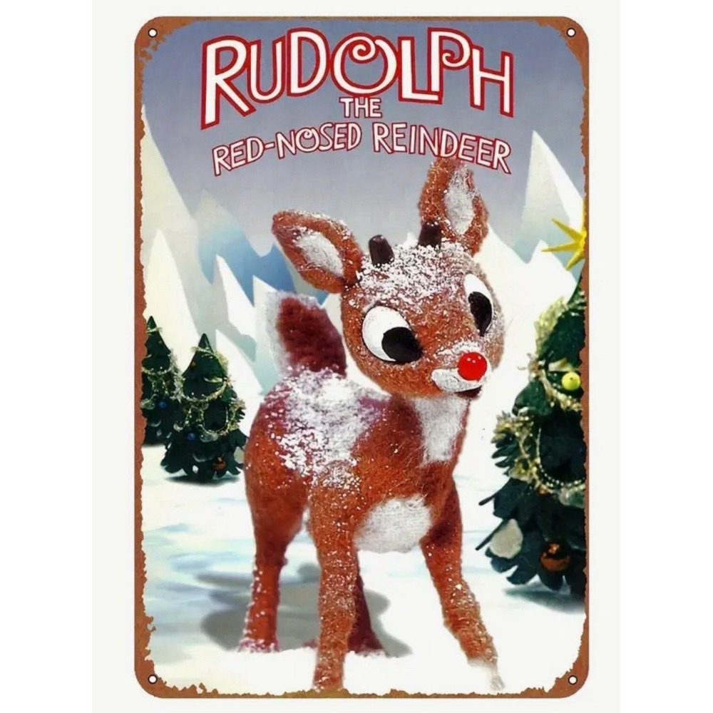 Rudolph Red Nosed Reindeer Tin Sign Wall Art Decoration Christmas Movie 8x12